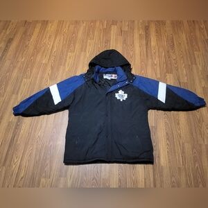 VTG Chalk Line Toronto Maple Leafs Puffer Lined Men's Black & Blue XL Jacket Z6